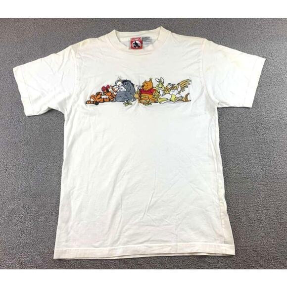 VINTAGE Disney Winnie the Pooh Shirt S/M White 90s Graphic T Embroidered Cartoon - Picture 1 of 11
